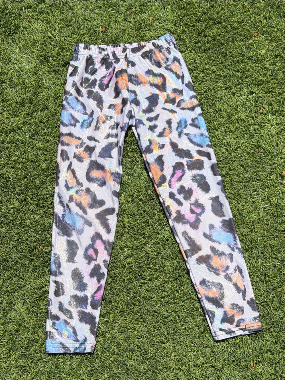 Girls' Multicolor Leopard Print Leggings - Pastel Accents